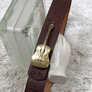 Baron 1978 solid brass guitar buckle and belt